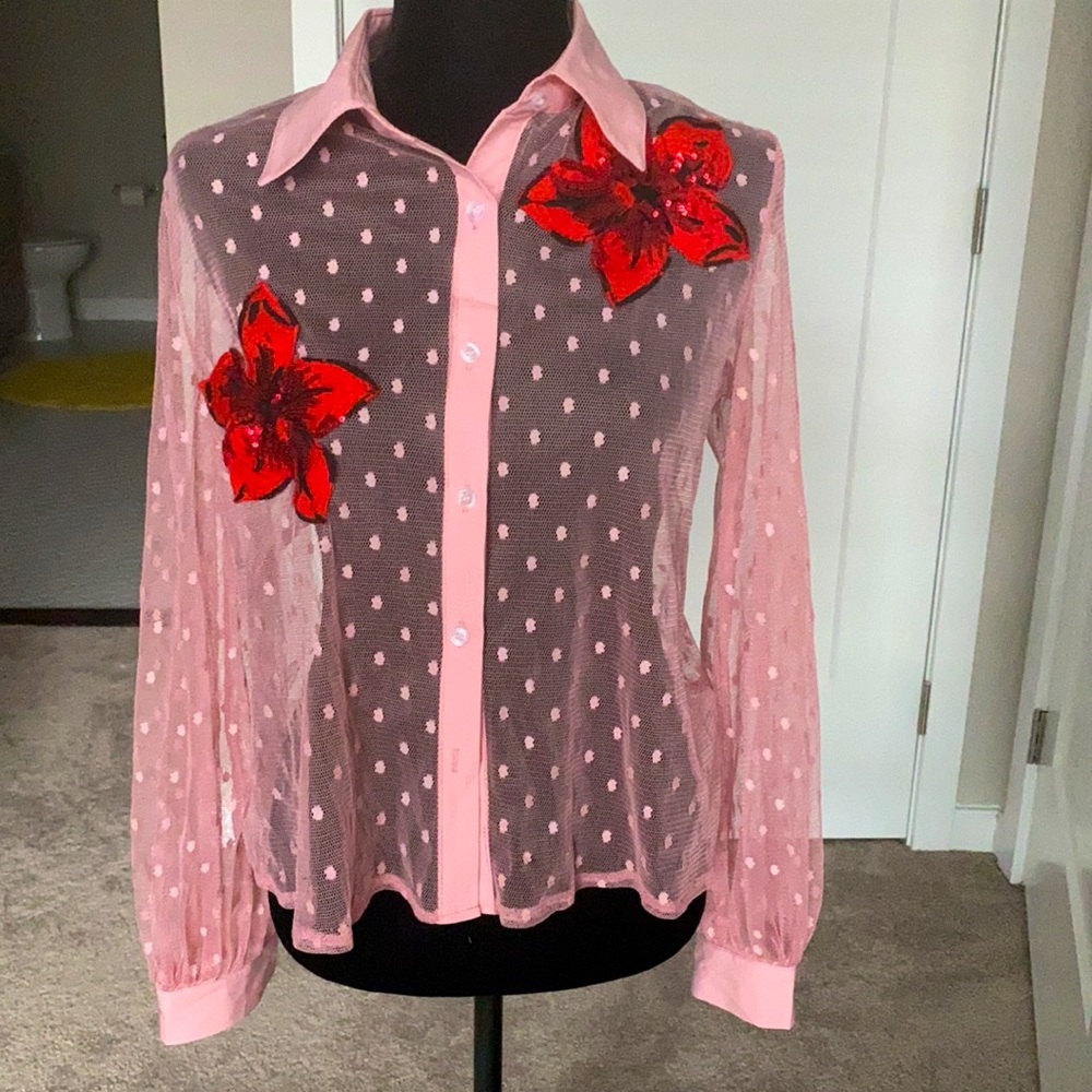 Cute see through top pink